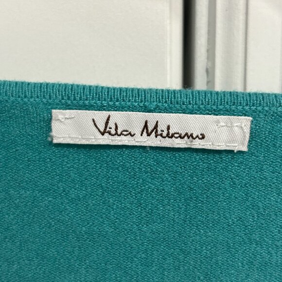 Vila Milano Teal Cold Shoulder Soft Knit Sweater Embroidered Size Small Cozy - Picture 5 of 9